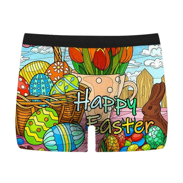 FhsagQ Underwear Men Underwear Pack Boxers with Button Comfortsoft Mens Easter Mid Rise Briefs Breathable Printed Swimming Trunks Happy Easter Mens Underwear Boxers Cotton Comfortsoft Mint Green L