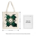 thumbnail image 3 of Stylish Canvas Tote Bag with a geometric diamond design gold lines and vibrant green and black shapes on a cream background, 3 of 4