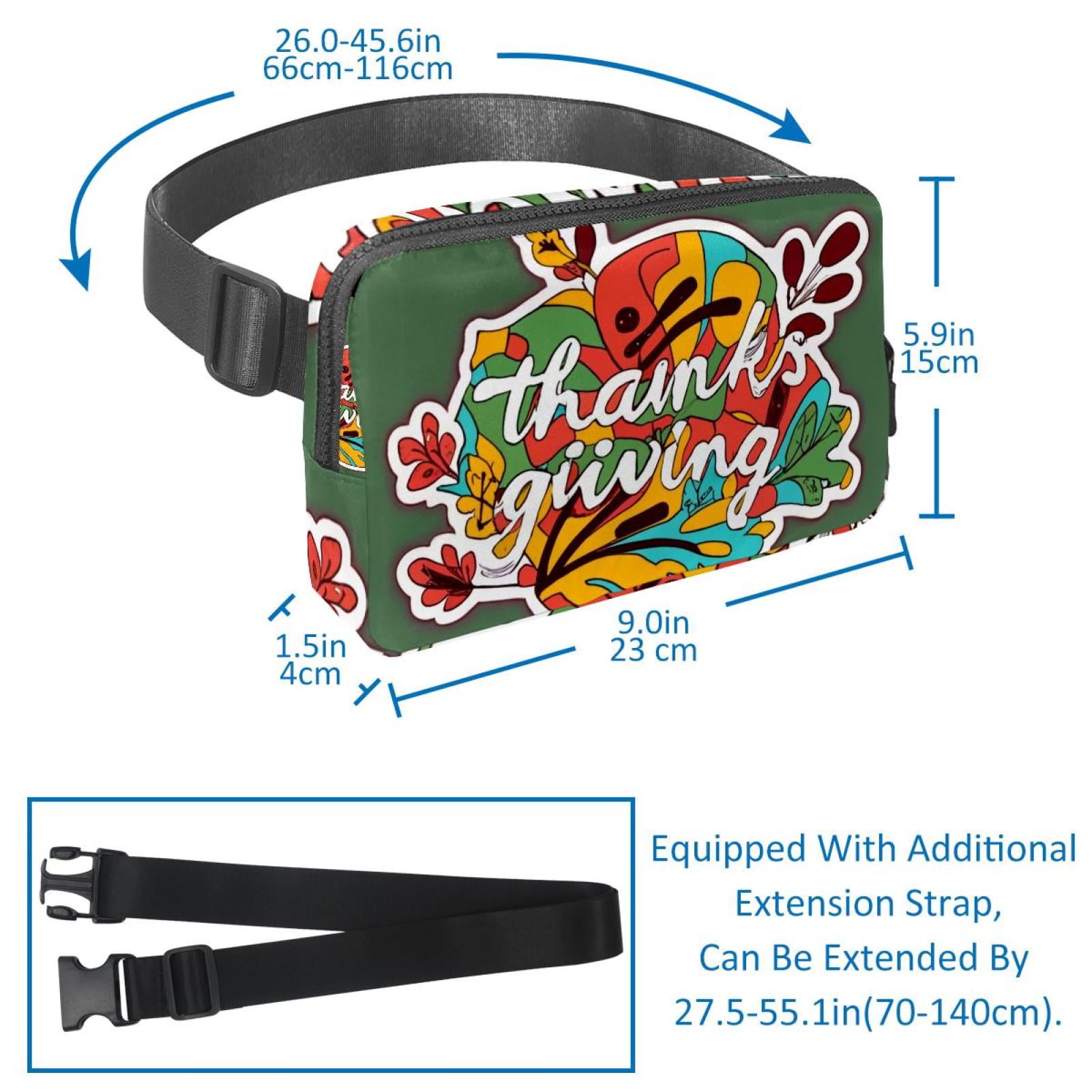 Thanksgiving Lightweight Adjustable Sling Bag Running Belt Waist Pack with Extension Strap Unisex