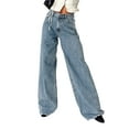 thumbnail image 3 of Lucakuins, pantalones vaqueros de pierna ancha para mujer, pantalones sueltos casuales elásticos de Color sólido para el trabajo, ropa de calle de oficina Lucakuins  moda, 3 of 8
