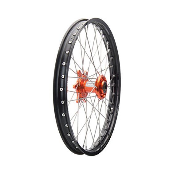 Impact Complete Wheel - Front 21 x 1.60 Black Rim/Silver Spoke/Orange Hub Compatible With Gas Gas MC 125 2021