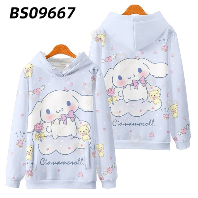 Sanrio Cinnamoroll-suéter fino con capucha para mujer, Top de manga larga con estampado de dibujos animados, Harajuku coreano, Y2k, Primavera, nuevo