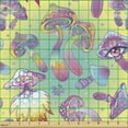 thumbnail image 2 of Ambesonne Trippy Mushroom Fabric by the Yard Upholstery, Bohemian Floras, 3 Yards, Turquoise and Multicolor, 2 of 5