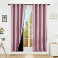 thumbnail image 2 of Pink Rod Pocket Thermal Insulated with Coated Lining 52 in. W x 84 in. L Indoor Blackout Curtains (Set of 2), 2 of 7