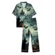 thumbnail image 5 of Pijama de manga corta con cuello vuelto para mujer, con bolsillos y estampado de Halloween, cintura elástica, de poliéster, 5 of 5