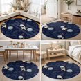 thumbnail image 4 of Round Area Rugs 3.3Ft, Nautical Coastal Non-Slip Washable Circle Rugs Carpet, Ocean Beach Starfish Shell Conch Navy Blue Indoor Outdoor Rug Floor Mats Throw Runner for Bedroom Living Room Bathroom, 4 of 8