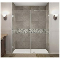 AstonGlobal SDR985-SS-67-10 Nautis 67 x 72 in. Completely Frameless Hinged Shower Door in Stainless Steel