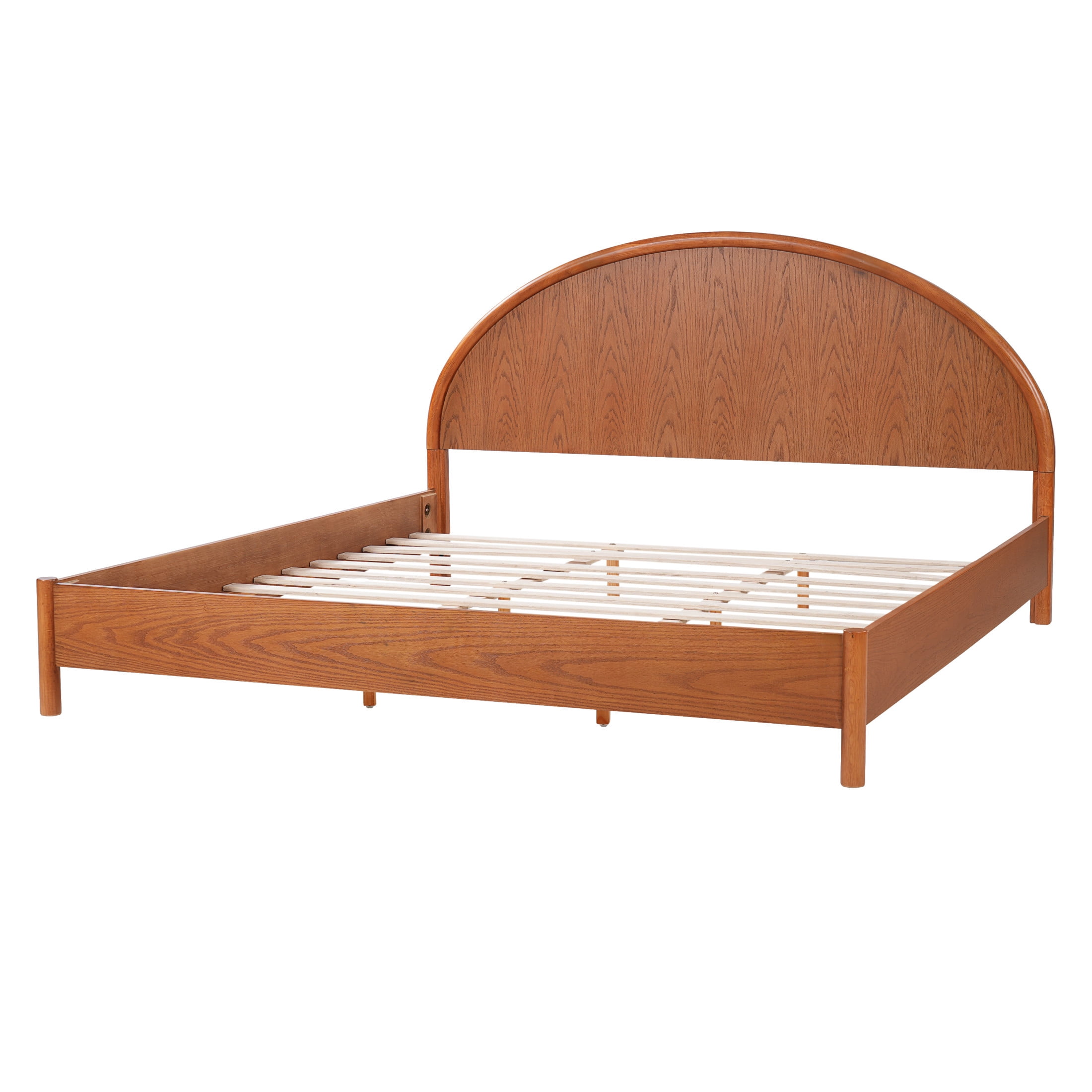 Christopher Knight Home King Platform Bed Frame with Arched Headboard, Rubberwood, Light Brown