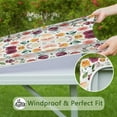 thumbnail image 6 of Square Tablecloth with Elastic Edges 34 * 34 Inch Pioneer Waterproof Autumn Floral Leaves Table Cover Washable Indoor and Outdoor for Party Kitchen Dinner Banquet Patio Picnic, 6 of 6