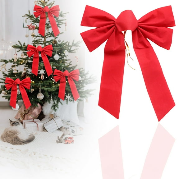 XJGHHSY 1 PCS Christmas Bow - 11" x 9.8" Christmas Valentine's Day Red Velvet Wreath Bow Christmas Tree Topper ornament Bow for Christmas Home Wreath Tree Decoration,Red