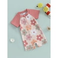 thumbnail image 2 of SUNSIOM Toddler Girls Rash Guard Swimsuit Flower Starfish Shell Pattern Zip Up Short Sleeve Crew Neck Baby Girls Swimwear, 2 of 6