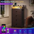 thumbnail image 6 of GUNAITO Led Nightstand with Charging Station Bedside Table with 4 Drawers End Table with Open Shelf Bedside Table with USB Ports and Outlets Nightstand for Bedroom，Brown, 6 of 9