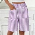 thumbnail image 4 of Kinrui Striped Bermuda Shorts for Women Casual Elastic Waist Summer Beach Long Shorts with Pocket,Size S-2XL, 4 of 7