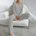 thumbnail image 6 of ibuvkizy Two Piece Sets for Women 2025 New Fashionable Casual Straight Leg Pants with Loose V-neck Knitted Sleeve Gray,XL, 6 of 9