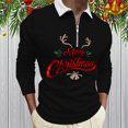 thumbnail image 2 of Mens Christmas Golf Polo Tops 3D Digital Printing Holiday Lapel Half Zipper Long Sleeve Mens Casual Shirts,J,XL, 2 of 4