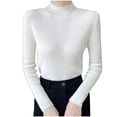 thumbnail image 2 of Buigttklop Womens Long Sleeve Shirts Turtleneck Ribbed Top Ruffles Mock Neck Basic Layering Tops, 2 of 5