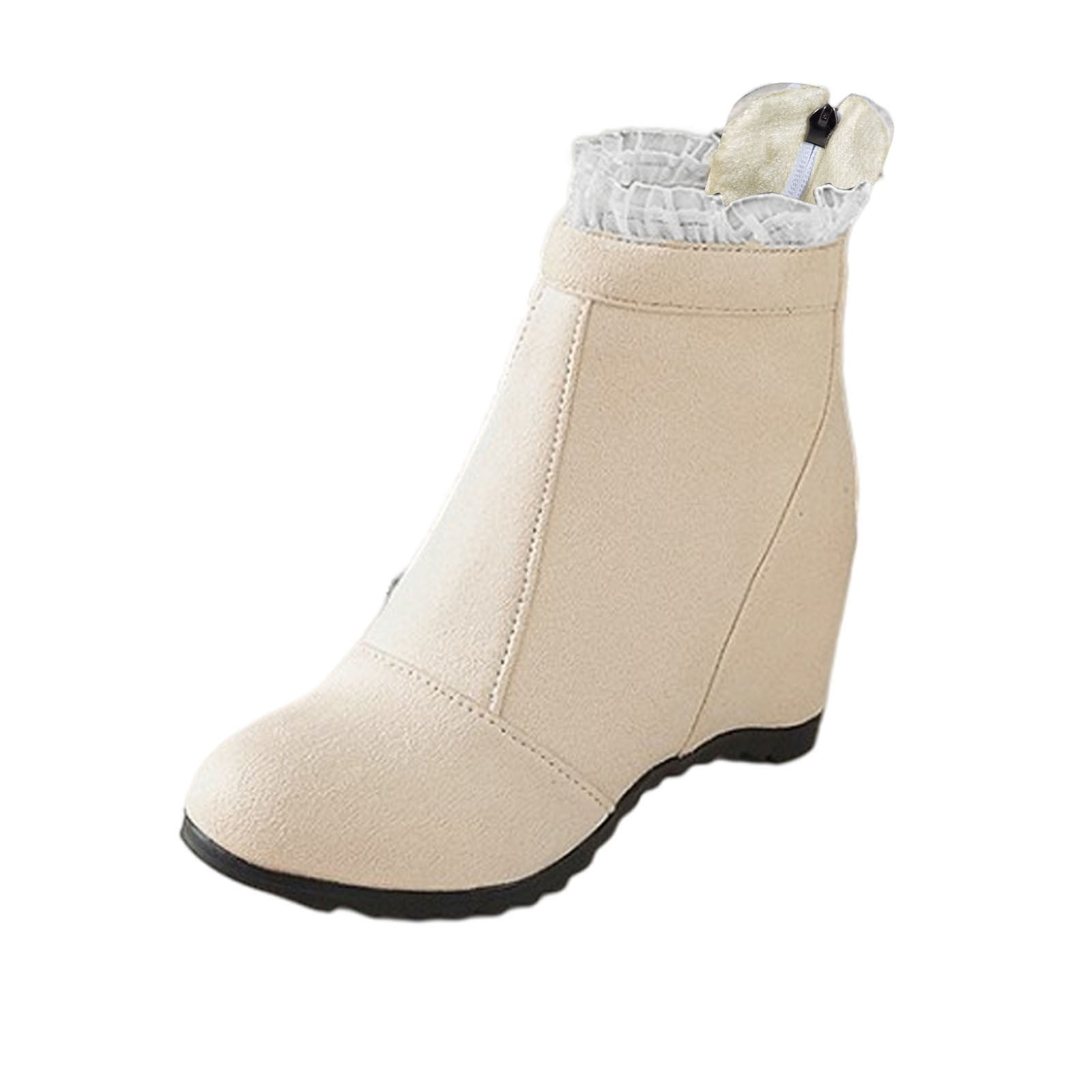 jovati Womens Wedge Heel Naked Boots Short Ankle Boots Inner Height Increase Boots