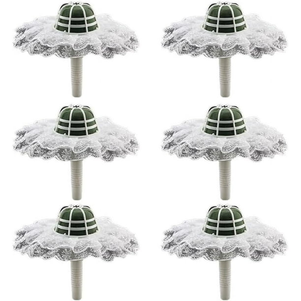 Zhuge 6 piezas de soportes para ramos de flores de espuma con asa para ramo de flores con collar de encaje para novias, flores frescas de seda, decoración de boda (blanco)