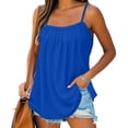 thumbnail image 3 of Yigetop Tank Tops Women, Summer Tank Tops for Women 2025 Loose Fit Pleated Square Neck Sleeveless Shirt Curved Flowy Vest Basic Cotton Tee Loose Fitting Tank Tops for Women Blue XL, 3 of 8