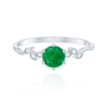 thumbnail image 4 of Rosec Jewels Minimal Promise Ring with Emerald and Diamond for Women (AAA Quality), 925 Sterling Silver, US 7.00, 4 of 8