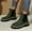 Green, variant on Womens Chunky Platform Chelsea Boot With Elastic Low Wedge Heel Slip On For Fall Work Suede Surface Classic Style Ankle Boots Women