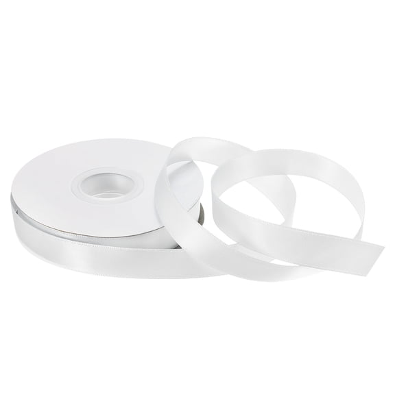 3/4 Inch 25 Yard Satin Ribbon Grosgrain Thin Solid Silk Wedding Bouquet Ribbon for Gift Wrapping Pure White