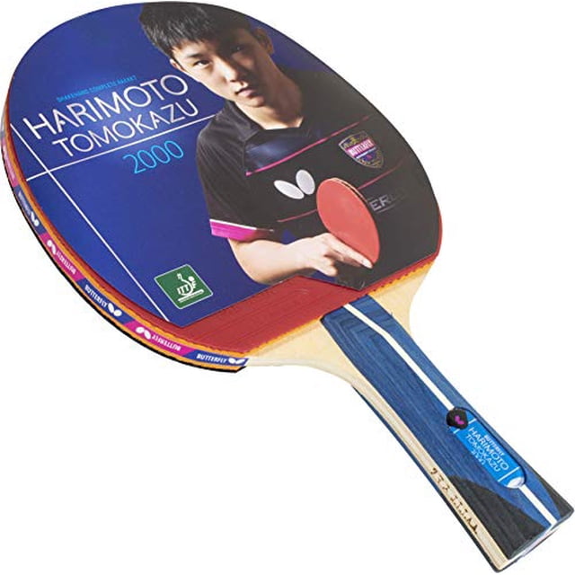 Butterfly Harimoto Tomokazu 2000 Shakehand Table Tennis Racket Japan Series Good Speed and Spin with Superb Control Recommended for Beginning Level Players, Black/red (16950)