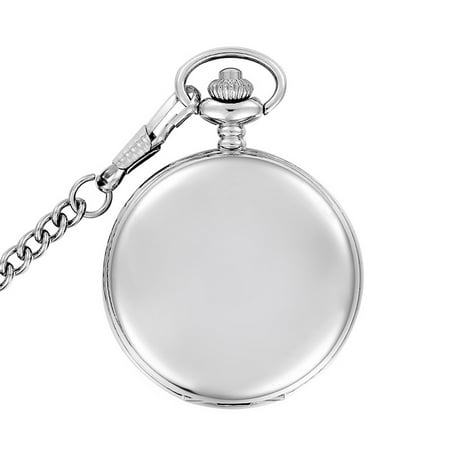 Smooth Silver Tone Pocket Watch Easy to Read Numbers Man Woman Watch