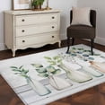 thumbnail image 3 of Green Leaf Area Rugs 4x6 ft Vase Vintage Gray Wood Striped Watercolor Plants Washable Rug Non Slip Indoor Carpet Absorbent Floor Mat for Living Room Bedroom Dining Room, 3 of 9