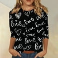 thumbnail image 2 of Resicozy Valentines 3/4 Sleeve Shirts for Women Trendy 2026 Cute Heart Printed Tunic Tops Plus Size Casual Summer Crewneck Blouses Green 5XL, 2 of 5
