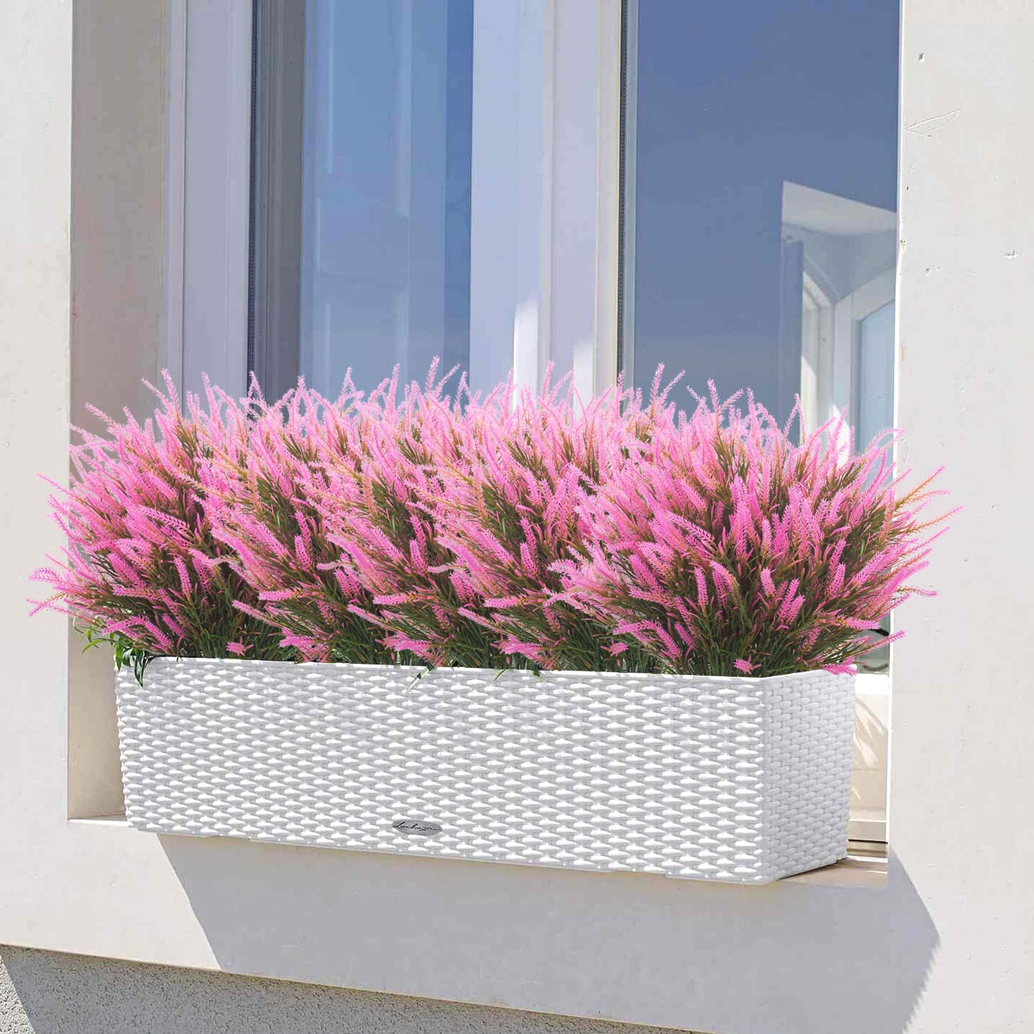 6 Bundles Artificial Lavender Flowers Faux Plants Fake Flowers Outdoor UV Resistant No Fade Garden Porch Window Box Decor(Pink)
