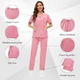 thumbnail image 3 of VIAOLI  Scrub for Women Set Y-neck Scrub Top & Cargo Pants, Breathable, Quick Drying, 3 of 6
