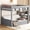 Gray+Solid Wood+MDF, variant on HMYG Full Convertible Wood Bunk Bed with Storage Staircase, Side Table and 3 Drawers, Gray