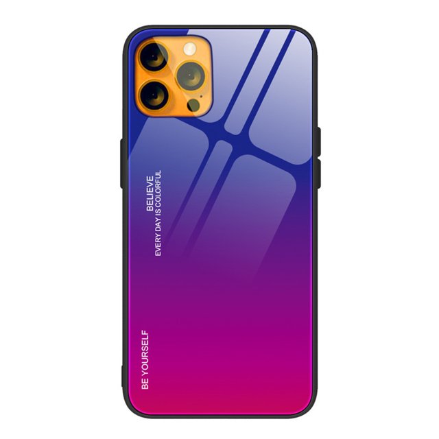 Gradiente de vidrio templado TPU para iPhone 13 funda protectora completa Kuymtek anticaída a prueba de golpes para teléfono móvil