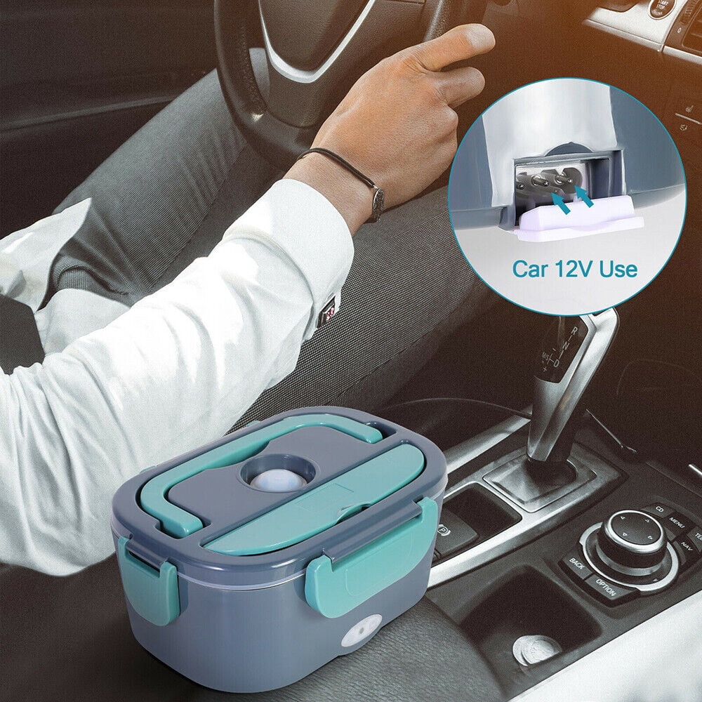 MDHAND Portable Electric Lunch Box, 1.5L Food Warmer for Car & Home with 12V/110V, Green