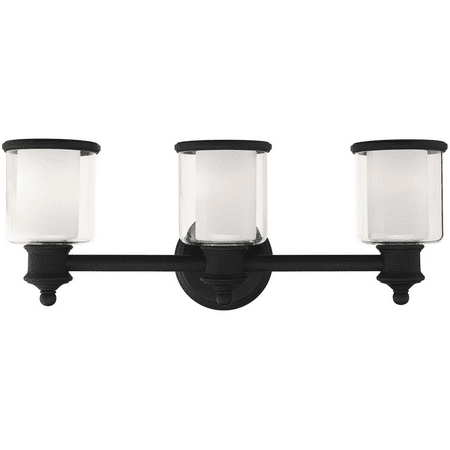 

Black Tone Finish Bathroom Vanity Steel Material Medium 24 Wide 3 Light Fixture