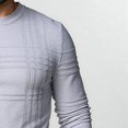 thumbnail image 5 of JOANKDMI Crewneck Pullover Sweaters for Men Long Sleeve Knit Tops with Textured Plaid Pattern Casual Slim Fit Warm Jumper Fall Winter Wear, 5 of 5