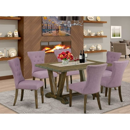 East West Furniture X-Style 7-piece Wood Dining Set in Gray Finish