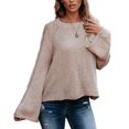 thumbnail image 4 of LYXSSBYX Womens Sweaters Plus Size Clearance Women's Solid Color Casual Long-Sleeved O-neck Pullover Sweater, 4 of 9