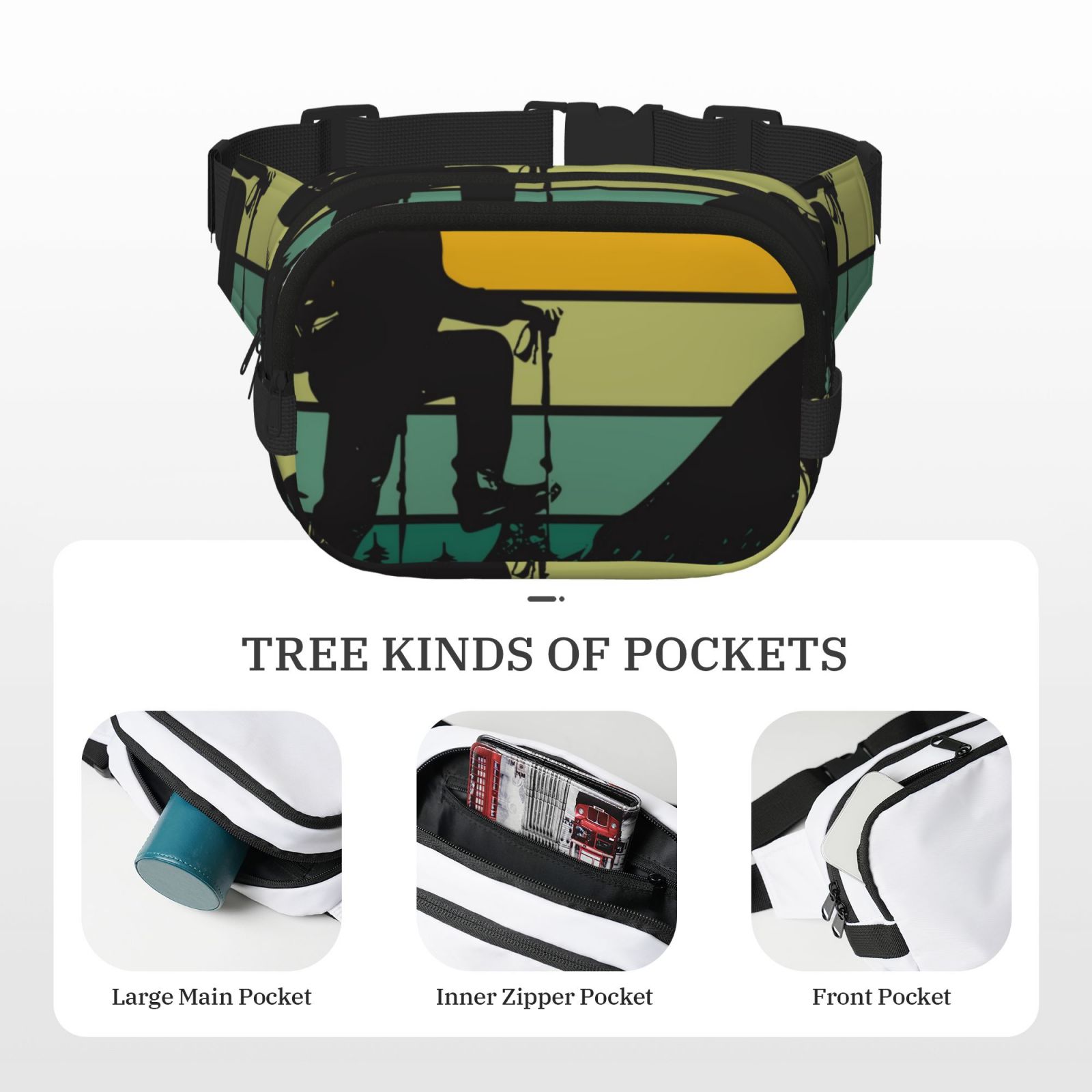 Picia Not All Who Wander Are Lost 1 Print Square Double-Layer Waist Bag Mini Adjustable Waist Belt Bag Exercise Running Travel Hiking