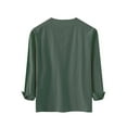 thumbnail image 4 of Up to 50% off Miqool Men's Cotton Linen Shirt Casual Long Sleeve V Neck Lace Up Hippie T Shirts Summer Beach Yoga Tops(Army Green, S), 4 of 5