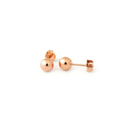 14 Karat Rose Gold Round Bead Ball Stud Earrings, 5mm