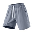 thumbnail image 6 of Mens Shorts Men's Solid Color Elastic Waist Drawstring Zipper Pocket Casual Sports Shorts Dark Gray S, 6 of 9