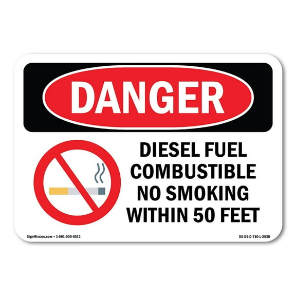OSHA Danger Sign - Diesel Fuel Combustible No Smoking | Plastic Sign | Protect Your Business, Construction Site, Warehouse & Shop Area |  Made in The USA