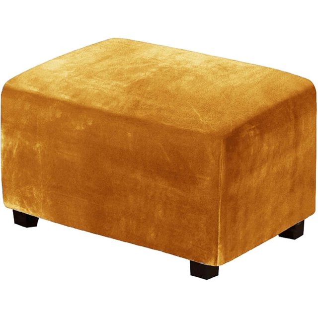 N/A Ottoman Covers Slipcover Rectangle, Stretch Velvet Ottoman Slipcovers of Foot Stool for Living Room, with Elastic Bottom, Machine Washable,G,101~127cm