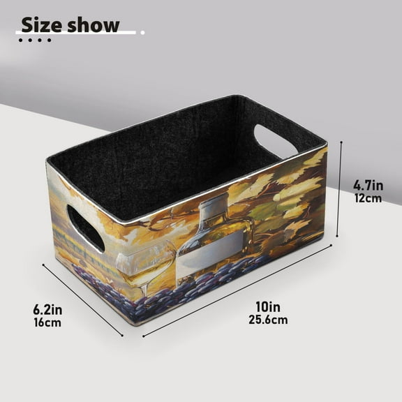 BZSMCE Shelf Baskets White Grape Wine Pattern Storage Cube Bins 10.1*6.3*4.7in Set of 2