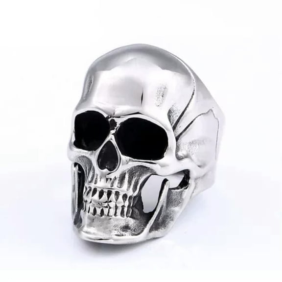 K-KED Gothic Skull Ring Stainless Steel Men's Vintage Liberty Skeleton Ring Punk Biker-11