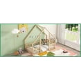 thumbnail image 6 of Twin Size Pine Wood Platform Bed with House-Shaped Roof & Guardrails, Natural - No Box Spring Needed, 6 of 21