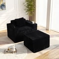 thumbnail image 6 of SOULART 41.5" Boneless Chair, Chaise Lounge Chair, Cloud Chair with Foldable Ottoman for Living Room, 2 Cup Holders, 2 Storage Pockets, No Assembly Required, Black, 6 of 10