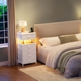 thumbnail image 1 of Mesita de Noche con estación de Carga USB y Enchufe - Buros para recamara - Mesa de Noche con 5 cajones - Mesa Auxiliar con luz led Ajustable., 1 of 7